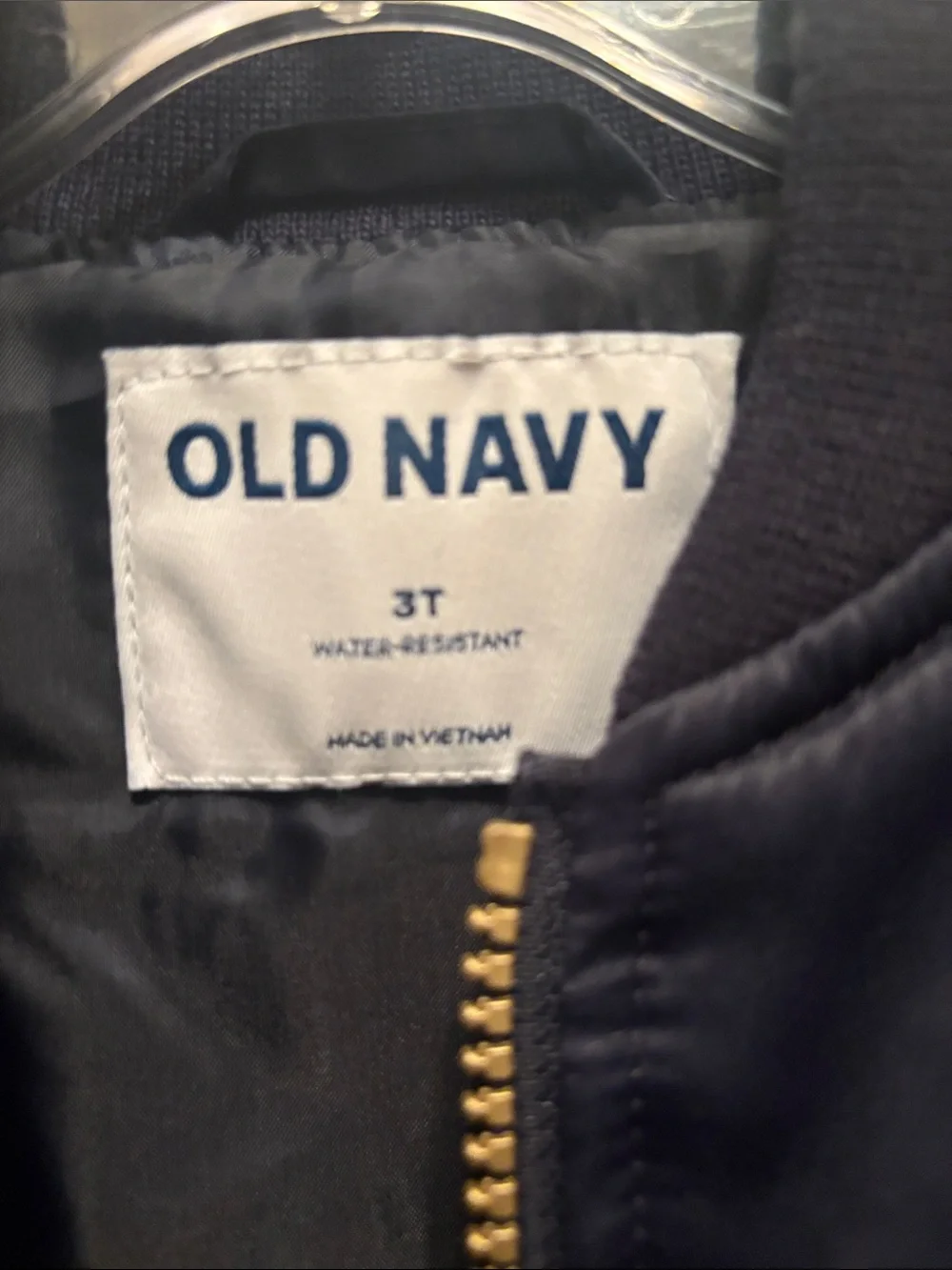NWT Old Navy Navy Bomber Jacket with Colorful Patch Accents